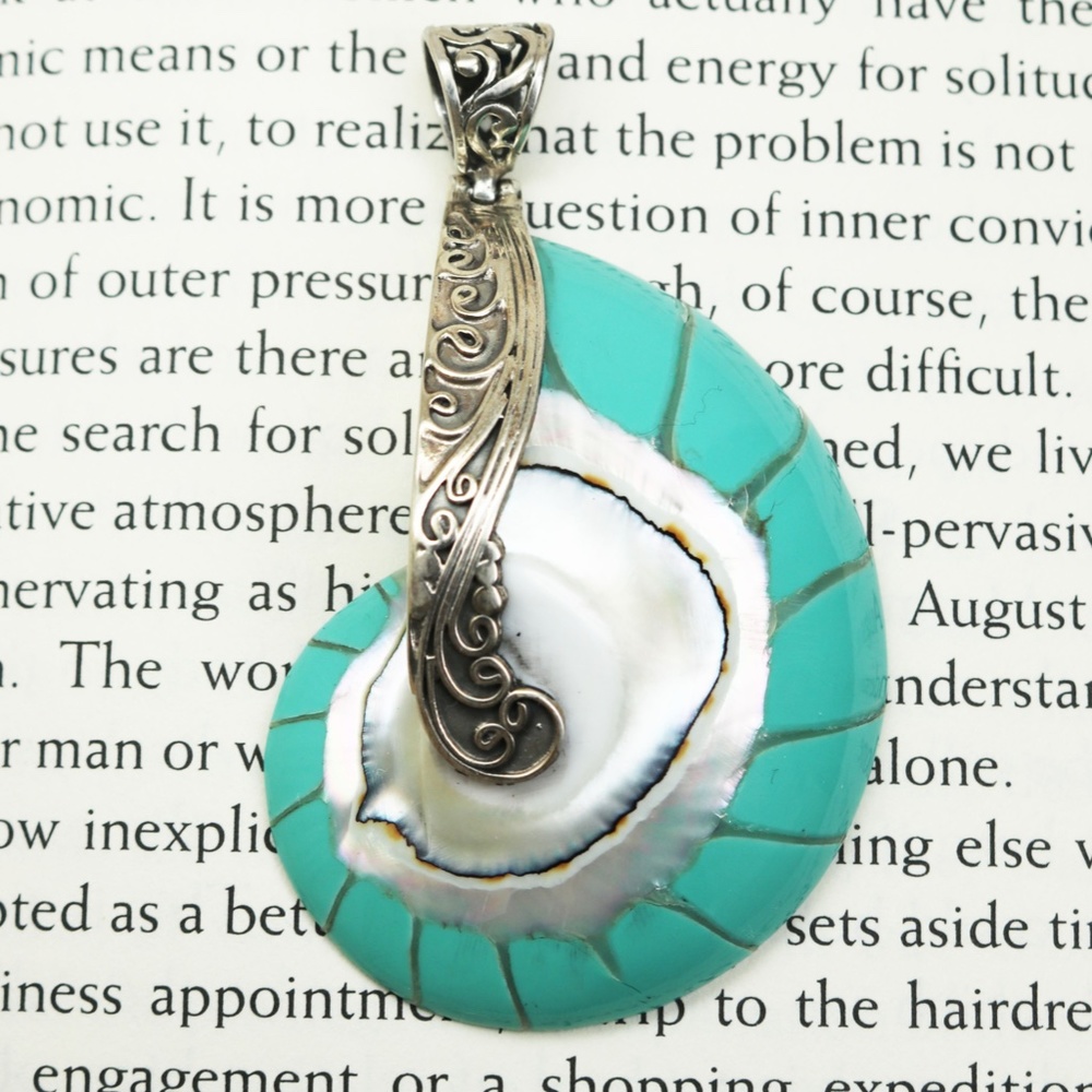 New! Sterling Silver Embellished Seashell Pendants - Picture 12 of 16